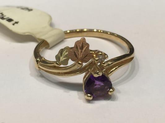 Black Hills Gold and amethyst ring.