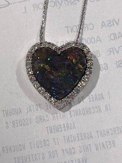 Black Australian Opal diamond heart