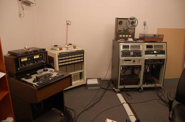 Multiple digital and analog multi-track recorders, including 2" 24 track.