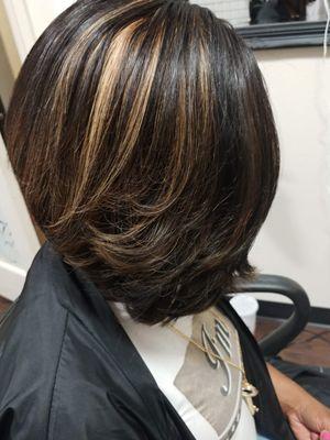 Layered Bob Sew-in with Leave-out