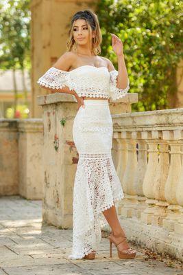 white floor length skirt