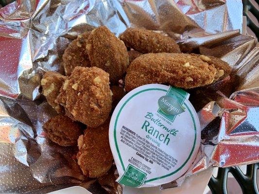 Deep fried avocado slices w/ a side of ranch.