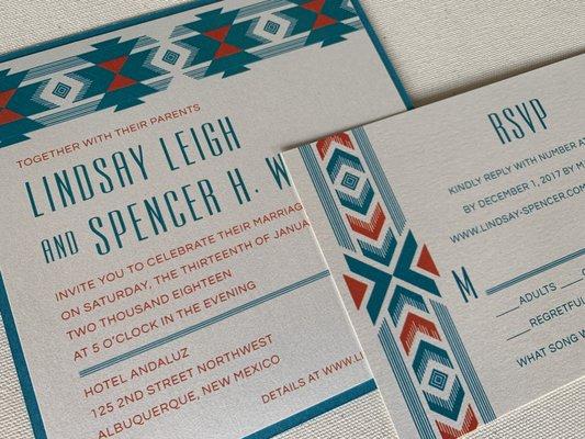 Custom Modern Southwest Wedding Invitations