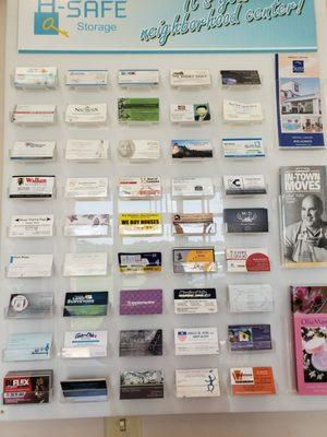 Business card display.