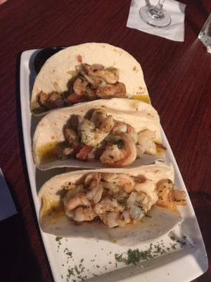 Shrimp tacos! Delicious, full of flavor and a good portion of shrimp.