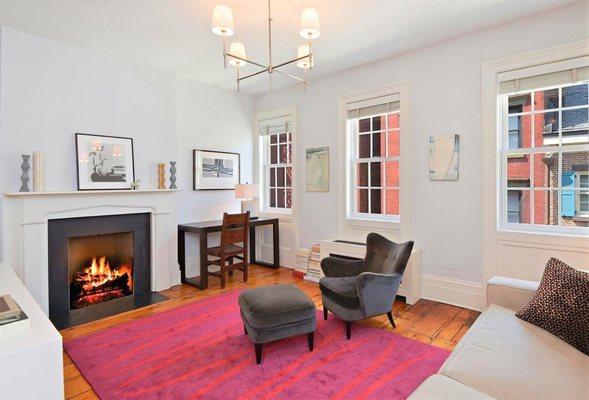 Restored wood burning fireplace-West Village, New York, NY