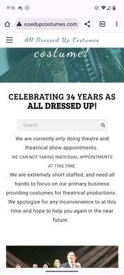 Info on website July 2024. Only working with theatrical productions.