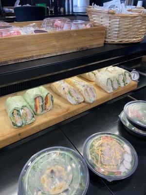 Salads and sandwiches for grab and go!  It is made fresh and very tasty