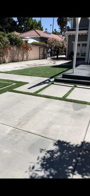 Backyard turf installation