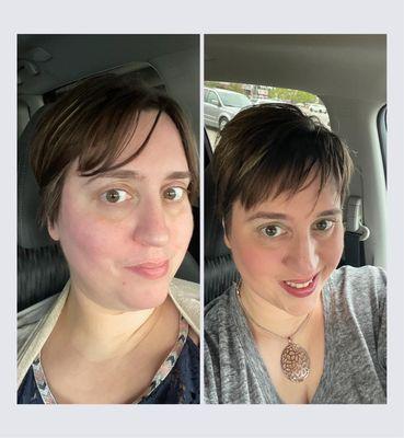 Before and after of my haircut! Thank you Stephanie.