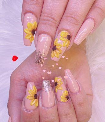 3D flowers nails