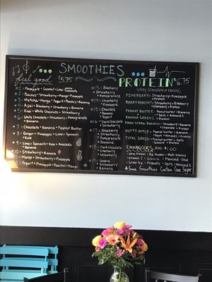 Updated smoothie menu and pricing for 2021.