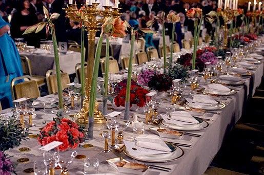 Elegant Place Settings and Centerpieces for a Full Service Banquet