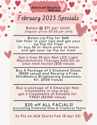 Our Specials for the Month of February 2023!