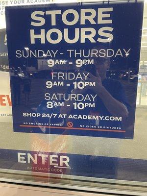 Regular store hours.