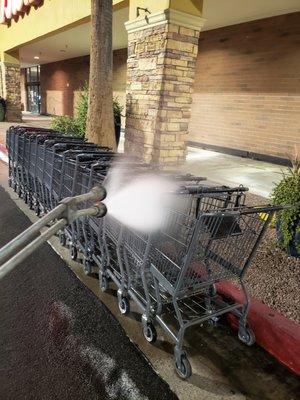 pressure washing shopping carts