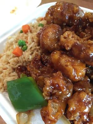 Orange chicken and fried rice