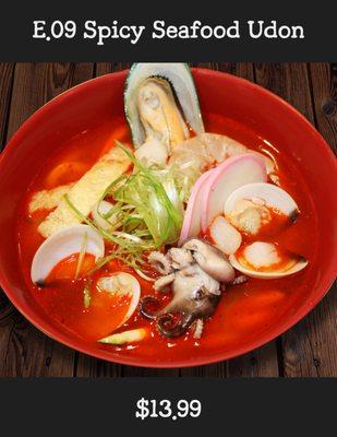 Spicy seafood udon