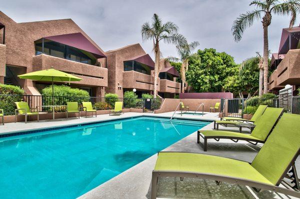 Swimming Pool at Desert Boutique Apartment Homes in Palm Springs, California.