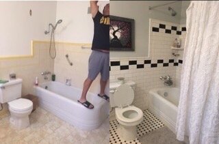 Before and after bathroom remodel