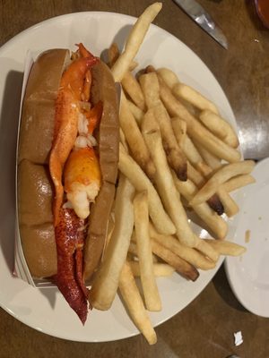 Lobster roll and soggy fries