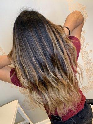 Caramel balayage done by stylist stevie