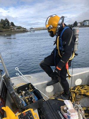 Getting ready to set some moorage buoys.