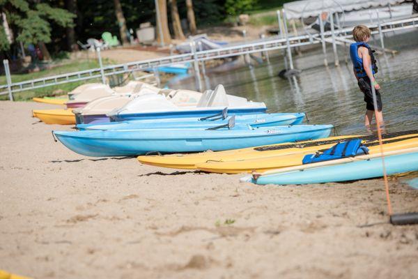 Paddle boards, kayaks, and paddle boats are FREE to use for Geneva Beach Guests!!