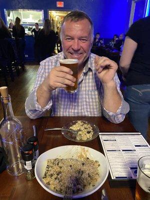 David ready to dig into the Mushroom Risotto!