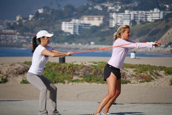 Womens fitness boot camp in Santa Monica/Pacific Palisades will strengthen and tone the chest and triceps