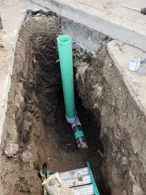 6 inch sewer main repair and clean out installation