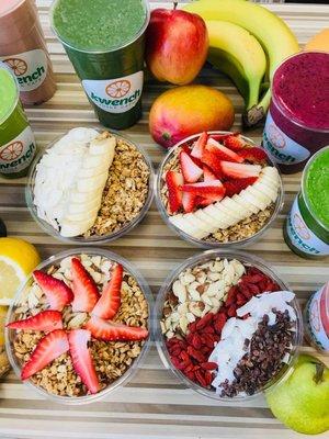 Smoothies, juices and acai bowls