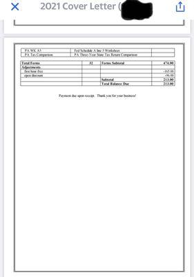 The cost from getting my taxes in 2022.