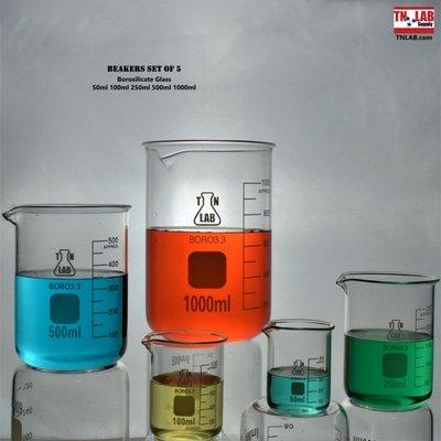 TN LAB 5-Piece Lab Glass Beaker Set