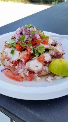 Tostads devCeviche with octopus