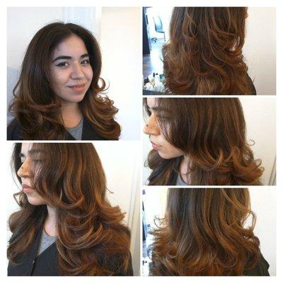 Balayage ombre and hair cutting Style.