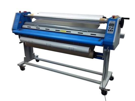 GFP 463TH heat assist 63 inch wide format laminator. Ideal for pressure sensitive laminating films  and mounting adhesives only