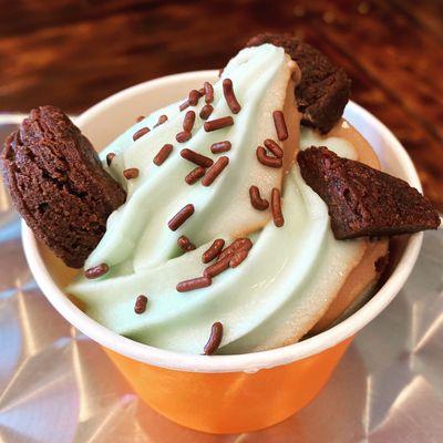 Mint chocolate chip brownie