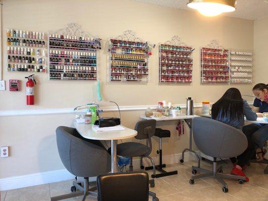 Two more nail stations and so many color selection