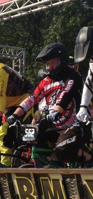 Manager Adam in the gate in Louisville Kentucky during a BMX national