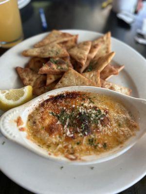 Crab dip with pita chips