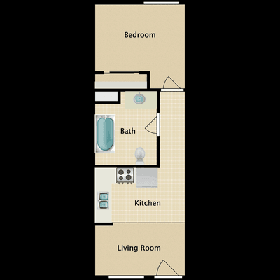 Bullpen - One bedroom/One bath Floorplan