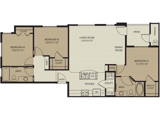 Floor Plan:  3bed 2bath