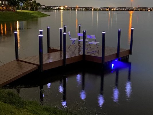 Dock lighting at Haven Dock & Marine.