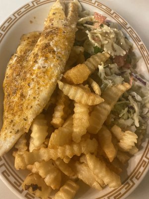 Baked cajun fish dinner!