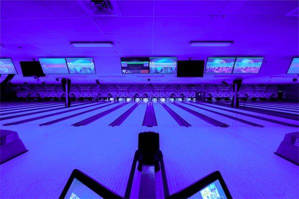 28 lanes of glow in the dark bowling. Bumpers available.