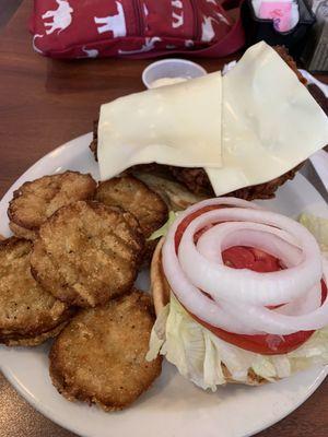 Fried green tomatoes w burger