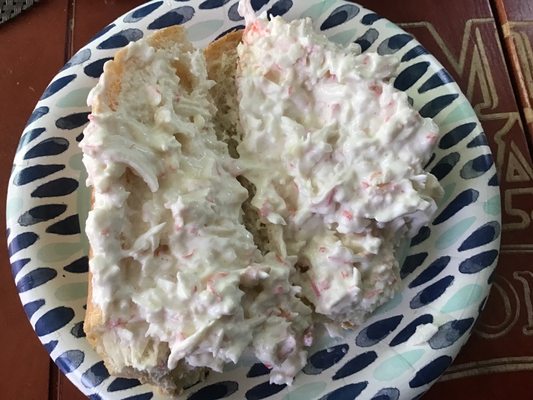 I Mayonnaise sub with a spattering of crabmeat