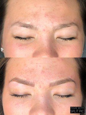 Before and after microblading.