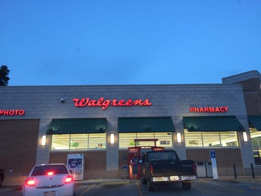 Walgreens logo at night